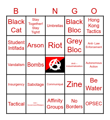 Learn the Lingo, Anarchy Bingo Card
