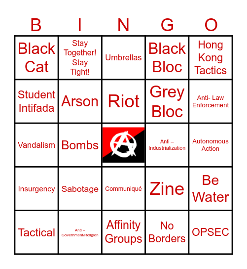 Learn the Lingo, Anarchy Bingo Card