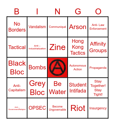 Learn the Lingo, Anarchy Bingo Card