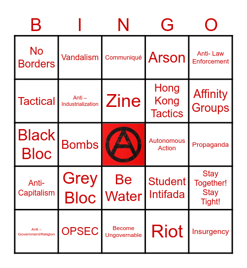 Learn the Lingo, Anarchy Bingo Card