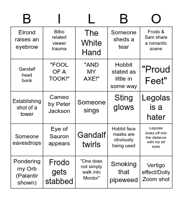 FELLOWSHIP OF THE RING Bingo Card