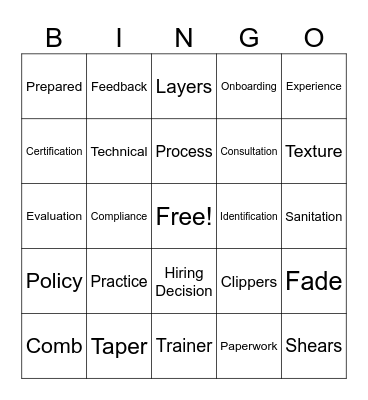 HIRING BINGO Card
