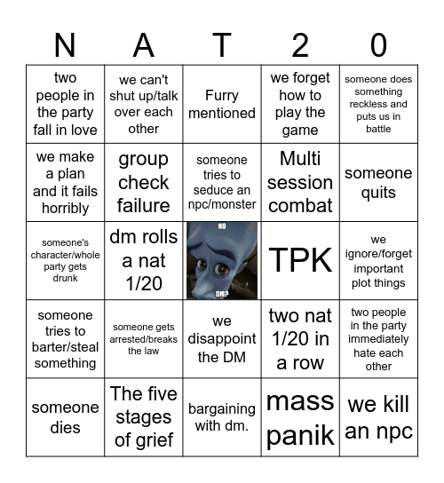 d&d Bingo Card