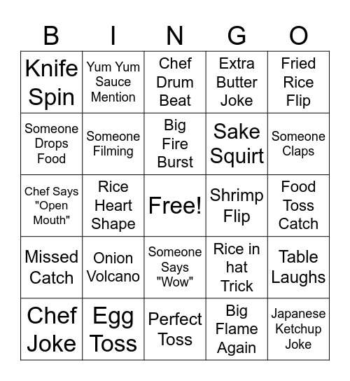 Sakura Nights Hibachi Bingo Card