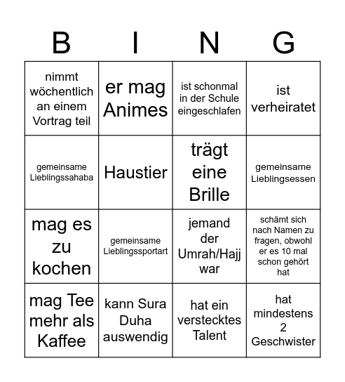 DWA Camp 2026 Kennenlern-Bingo Card