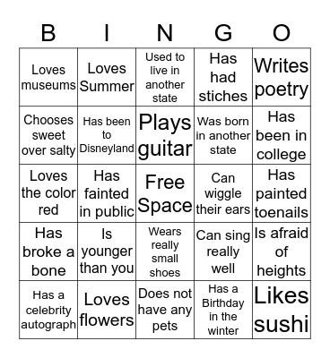 People Bingo Card