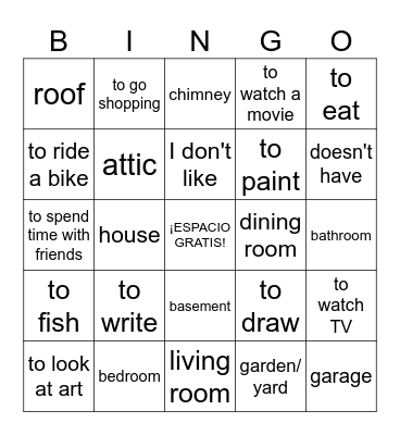 Loteria - la casa y las actividades Bingo Card