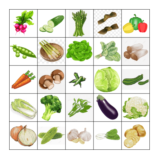 VEGETABLES BINGO Card