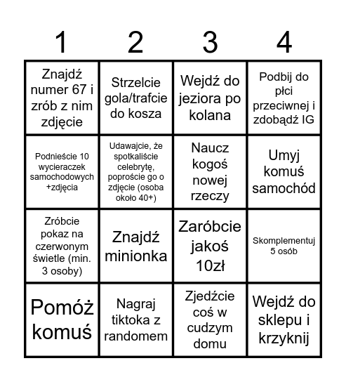 Bingo na urodzinach Michała Bingo Card