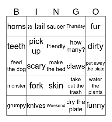 unit 1 and 2 Bingo Card