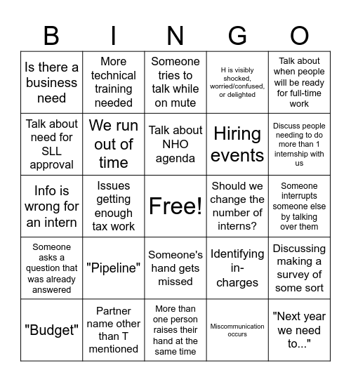 ISC Bingo Card