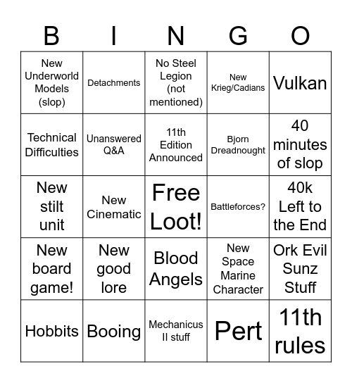 Adeptacon 2026 Slop Card Bingo Card
