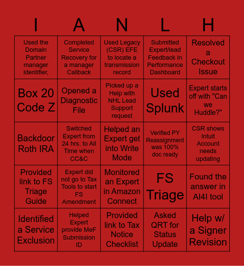 Team Nobles Round 2 Bingo Card