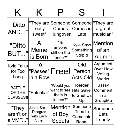 Discussion Bingo Card