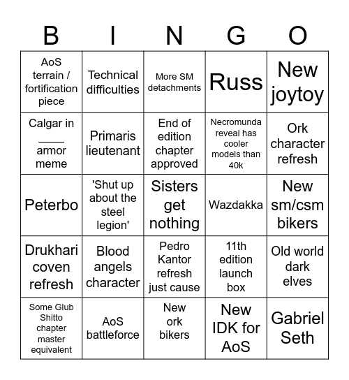 Adepticon Reveals Bingo Card