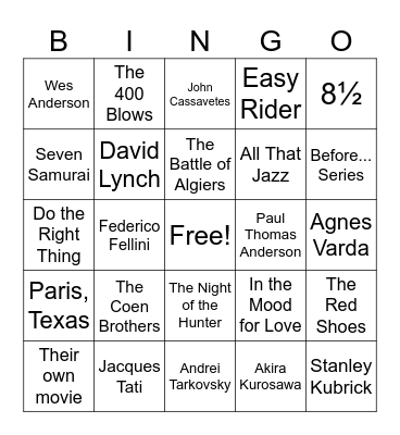 Criterion Bingo Card