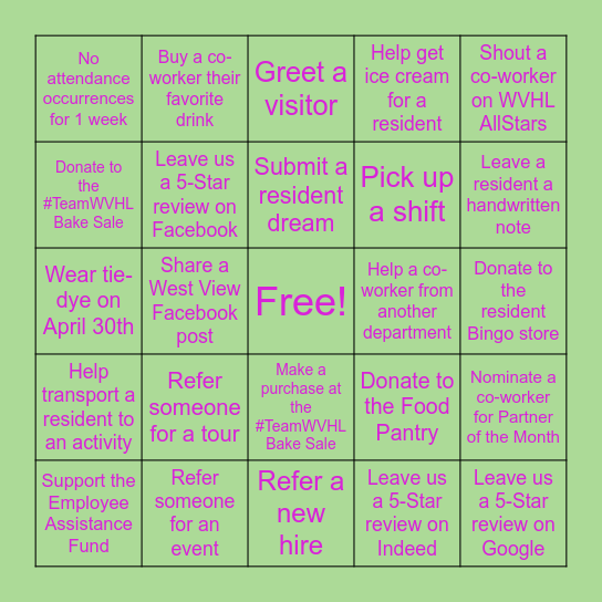 April Bingo Card