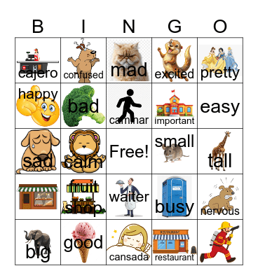 Adjetivos BINGO Card