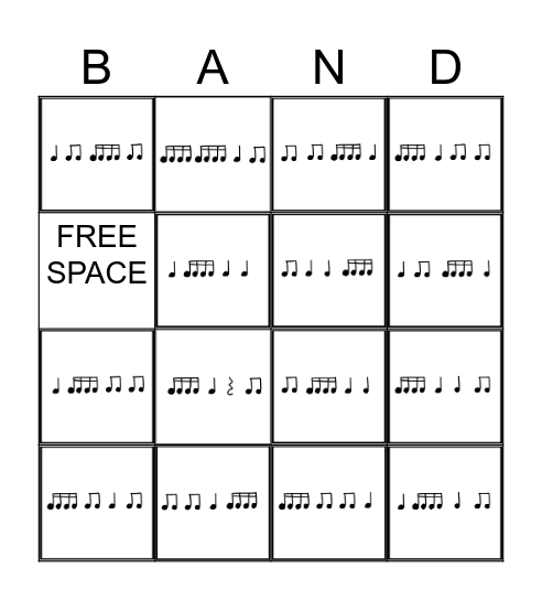 Rhythm Bingo Card