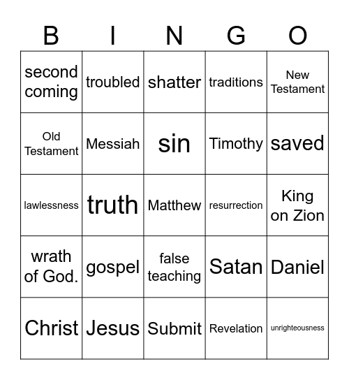 Pastor Bingo Card