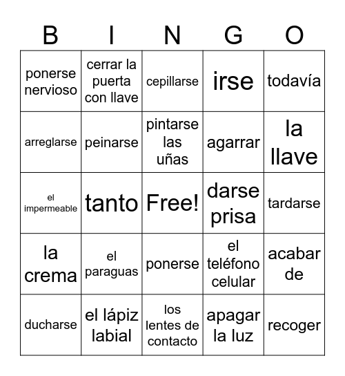 Expresate 2 5.1 Bingo Card