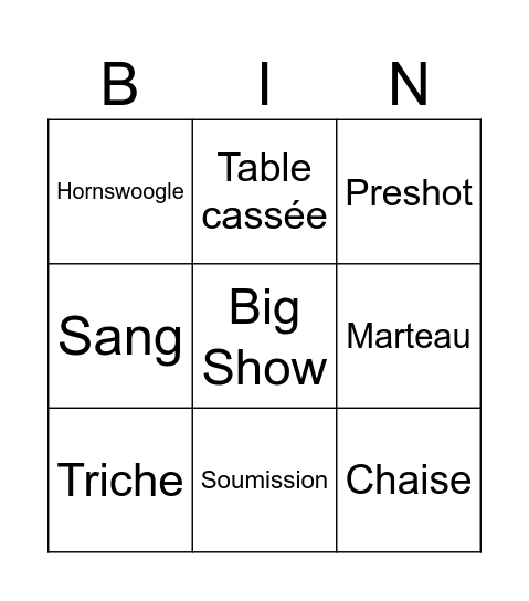 Vive le catch Bingo Card