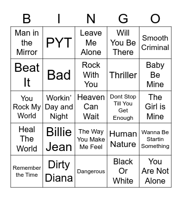 MJ Round 2 Bingo Card