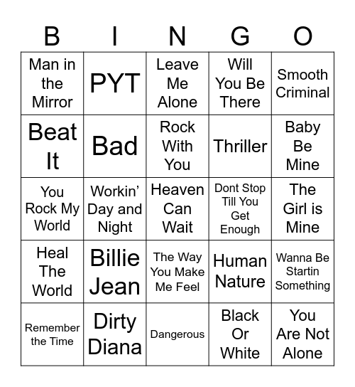 MJ Round 2 Bingo Card