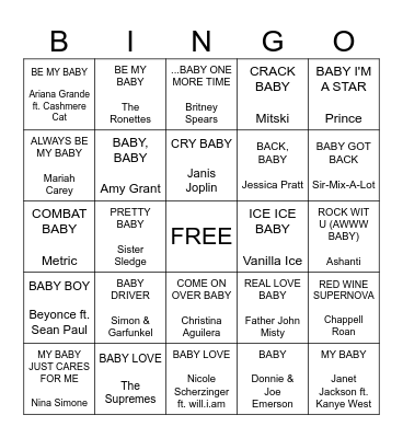 I'm Baby Bingo Card