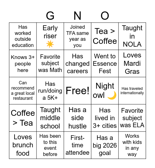 Collective Brunch Human Bingo (Black Out) Bingo Card