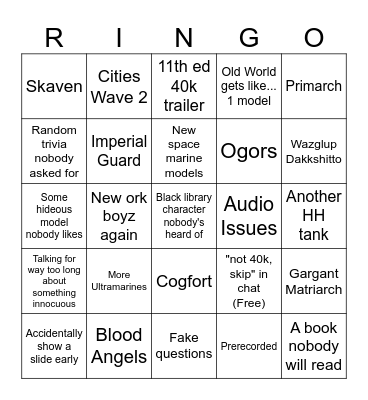 Adepticon 2026 Bingo Card