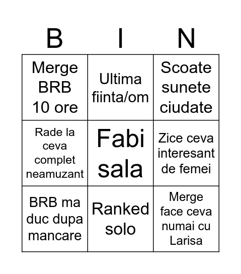 Stefan casual Bingo Card