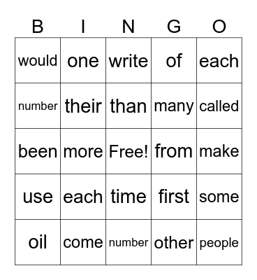 Untitled Bingo Card