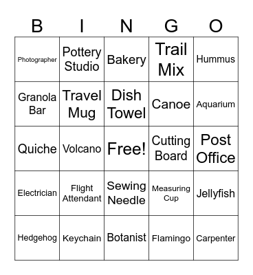 Semantic Features Bingo Card