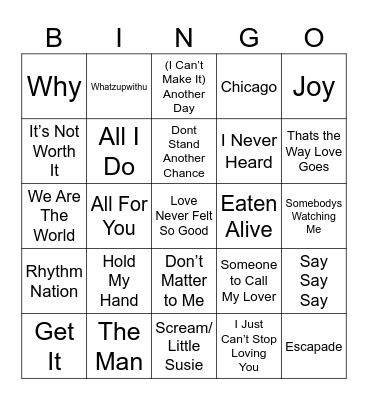 MJ round 3 Bingo Card