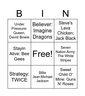 Easter Bingo: Music Edition Bingo Card