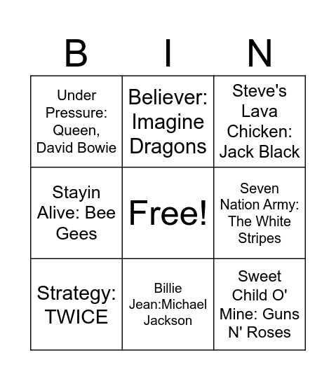 Easter Bingo: Music Edition Bingo Card