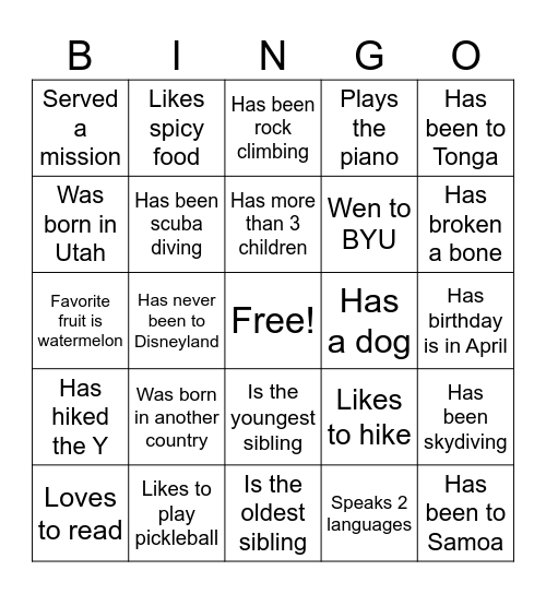 Meet Me Bingo Card