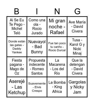 Bingo musical sabinero Bingo Card