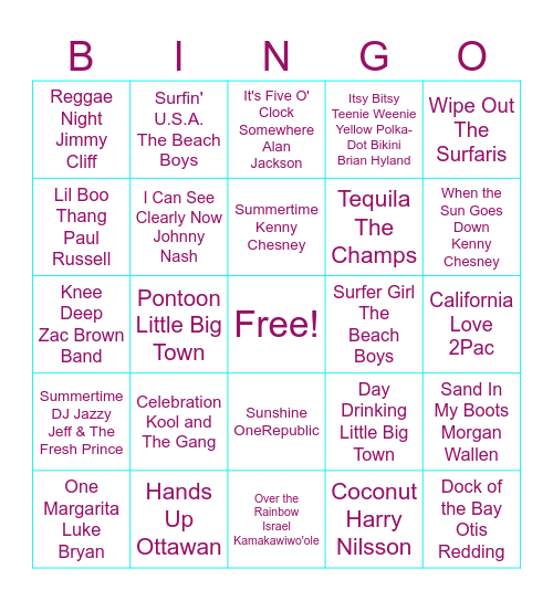 Beach Vibes Bingo Card
