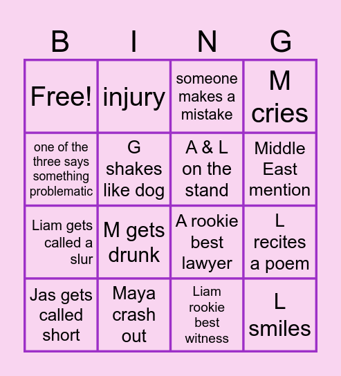 Mock Trial Bingo! Bingo Card