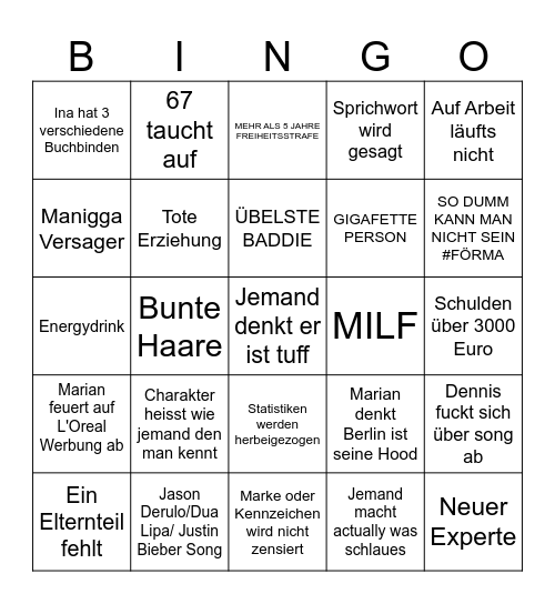 Hilf mir Bingo Card