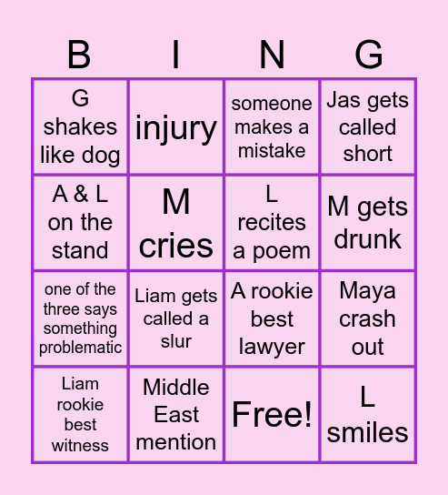 Mock Trial Bingo! Bingo Card