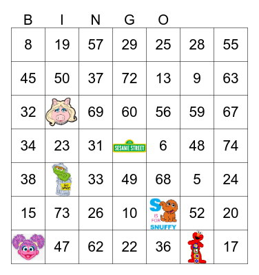 Sesame Street Bingo Card