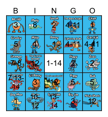 Dog Man Bingo Card