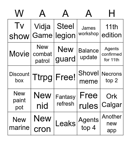 Adepticon 2026 Bingo Card