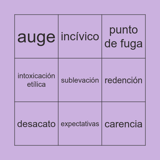 Botellón Bingo Card