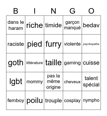 green flag Bingo Card