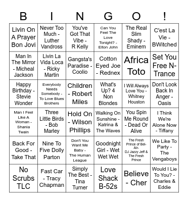 Our House Musical Bingo! Bingo Card