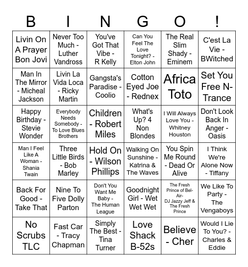 Our House Musical Bingo! Bingo Card